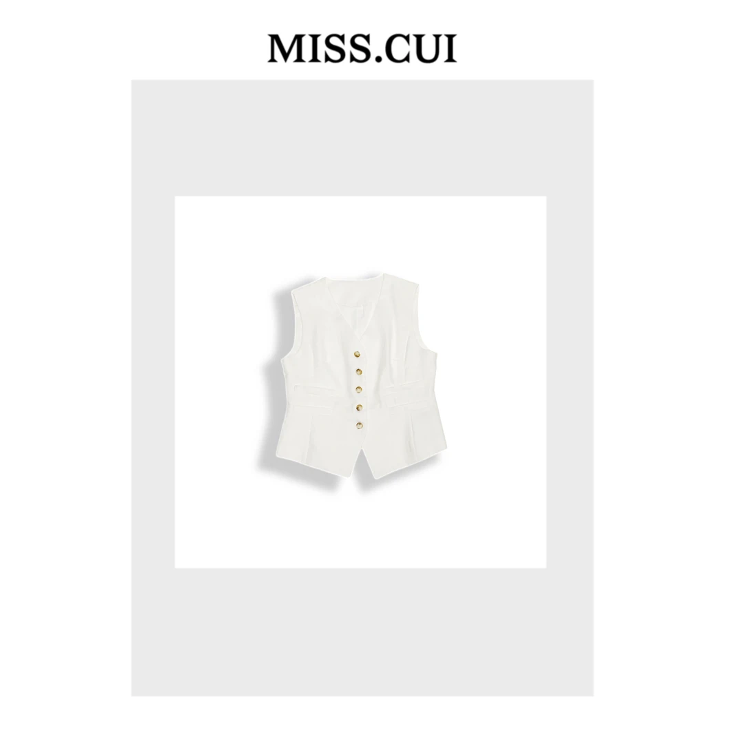 MISS.CUI 极简主义 轻奢气质亚麻马甲0087