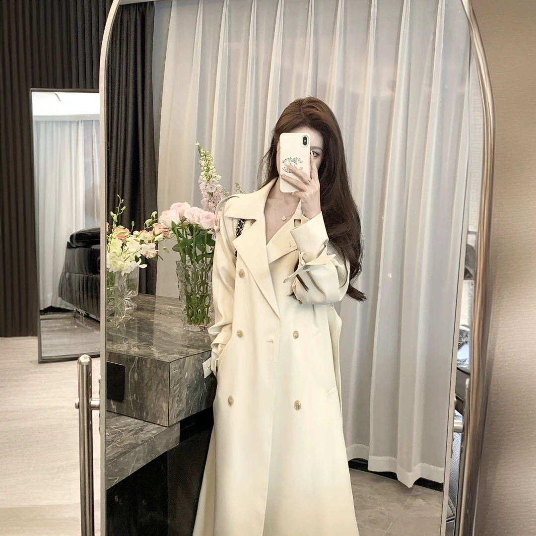白色风衣女2024春秋季中长款千金风显瘦高品质外套气质高级感外套
