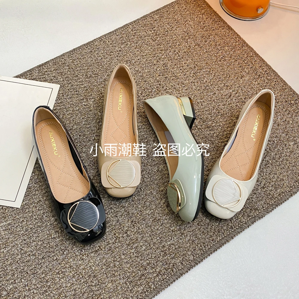 OUXIEKU/欧鞋酷A-958夏季新款软底女浅口粗跟春秋潮鞋圆头工作鞋
