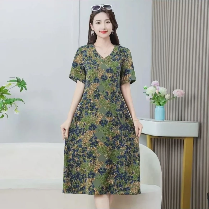 秋季新款时尚显瘦遮肉长款连衣裙气质网红洋气夏季复古宽松中长款