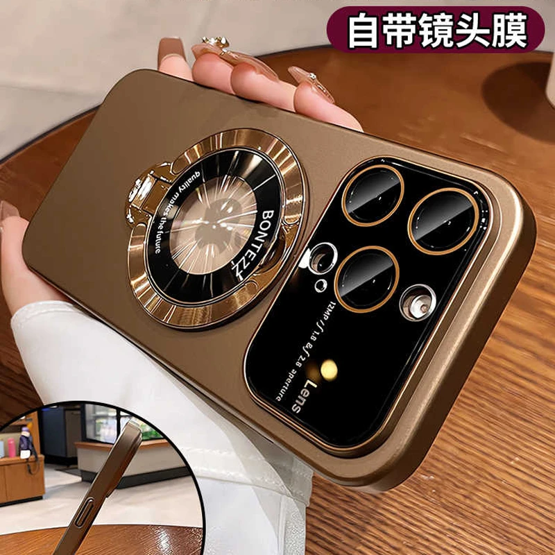 沙漠金适用苹果16promax手机壳15磁吸支架14pro高级13镜头全包12