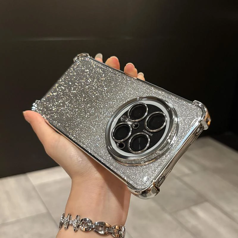 四角气囊防摔闪粉电镀适用华为mate70/70pro手机壳镜头全包保护+