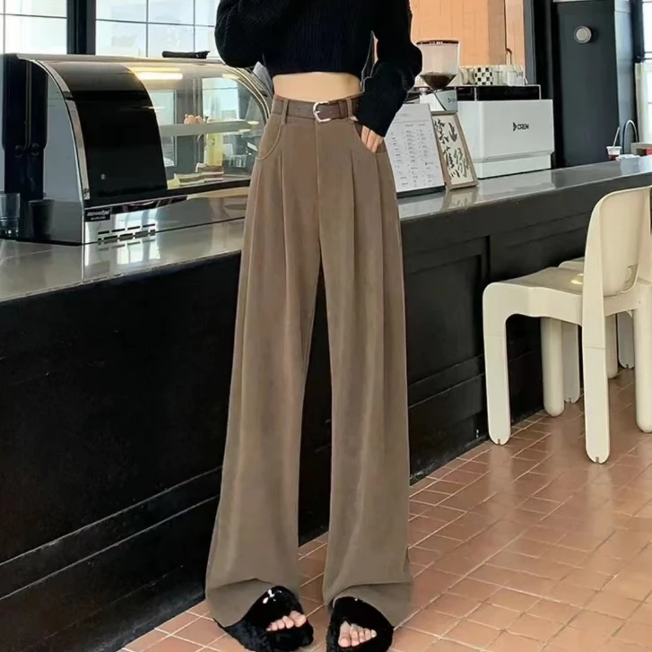 TWT现货！不一般裤//早秋新款高腰直筒垂坠感阔腿裤女XB09K-1856