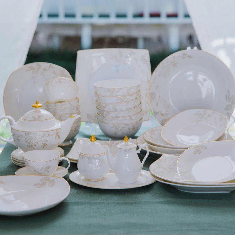 韩旦malika餐具可以单买家用描金陶瓷碗盘轻奢高档简约中式欧式