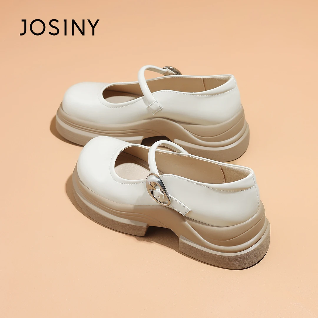 卓诗尼玛丽珍女鞋子2024龙年小众粗跟厚底乐福鞋圆头软底浅口单鞋