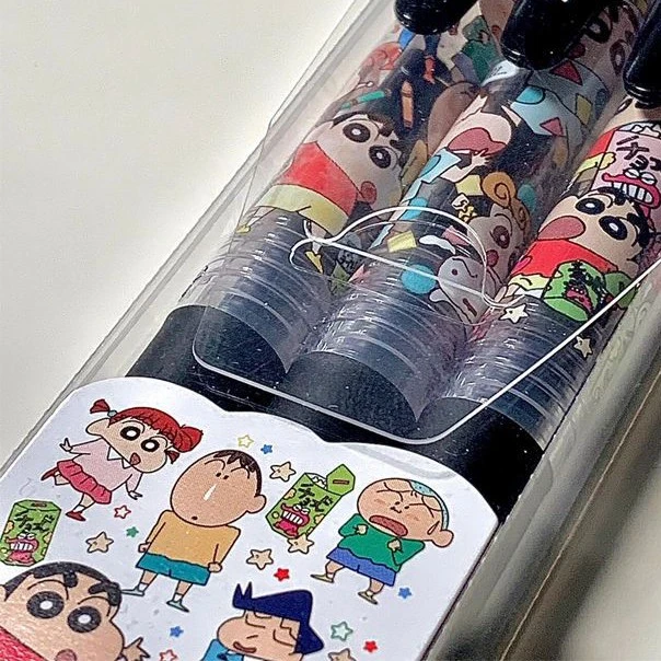 【蜡笔小新三支装】OAE JJ15按动中性笔卡通可爱0.5mm黑顺滑高颜值