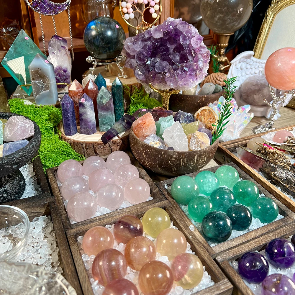 【羊了个羊】天然水晶原石DIY晶石摆件