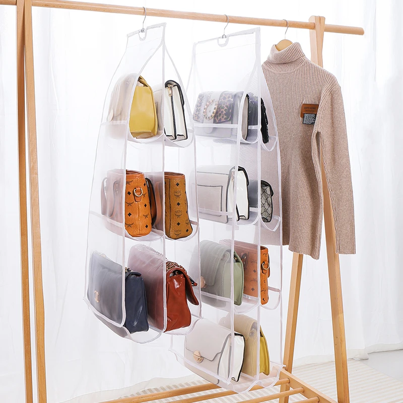 包包收纳神器悬挂式宿舍防尘置物架多功能家用衣柜透明立体式包架