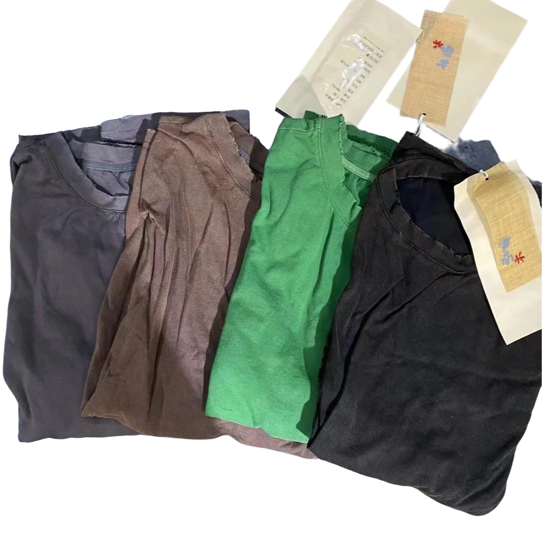 古籣木188302夏季新款休闲百搭打底纯色复古宽松圆领T恤夏季女士