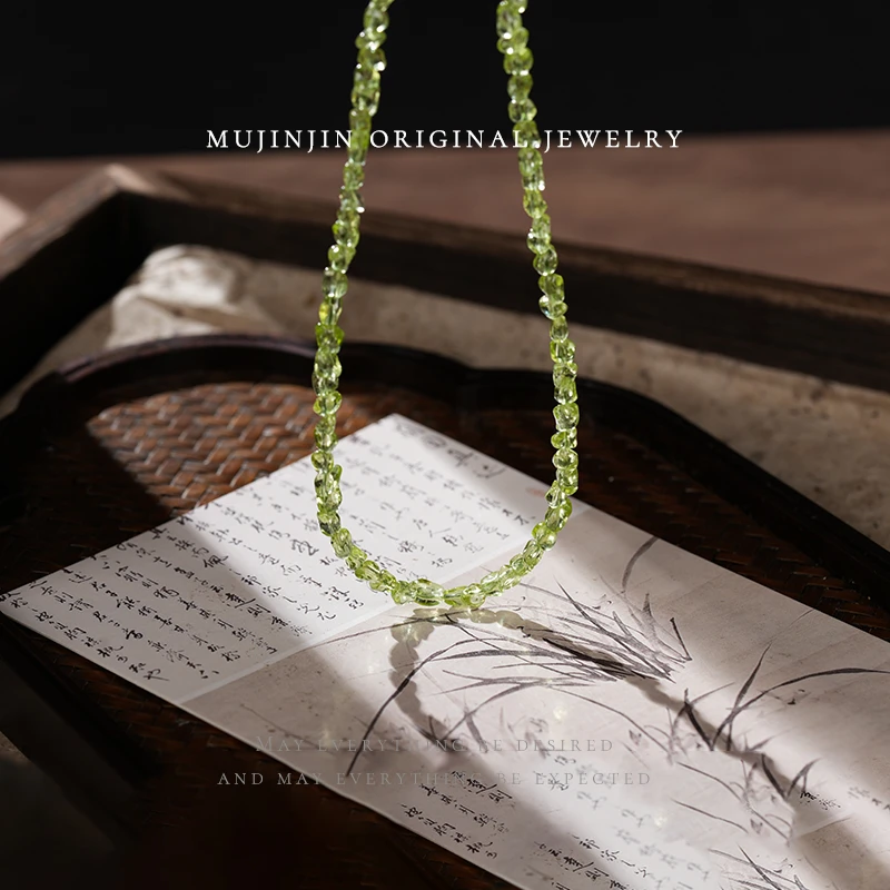 天然橄榄石随型项链女款气质百搭时尚小众颈饰品XL2519