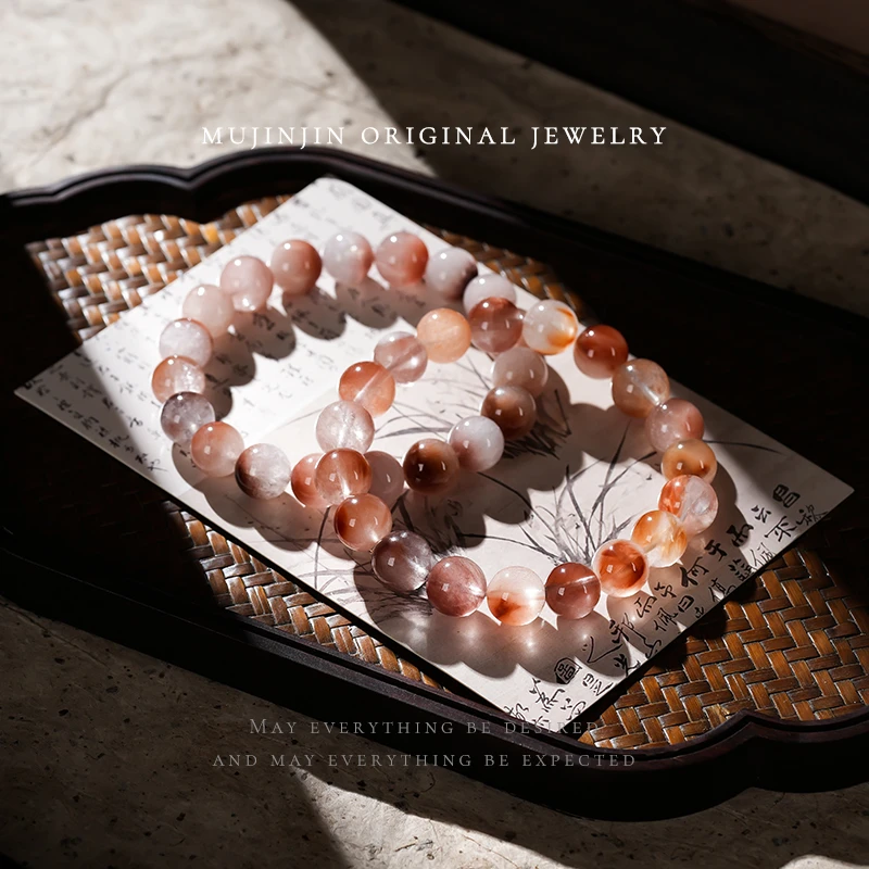 天然美拉德兔毛水晶手串女款手链约11m ZW1497多样性发一