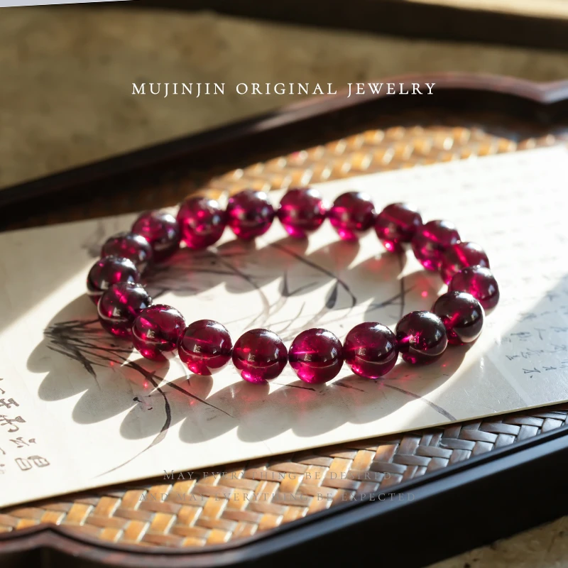 天然紫牙乌石榴石手串女款串珠手链时尚饰品气质单圈手饰