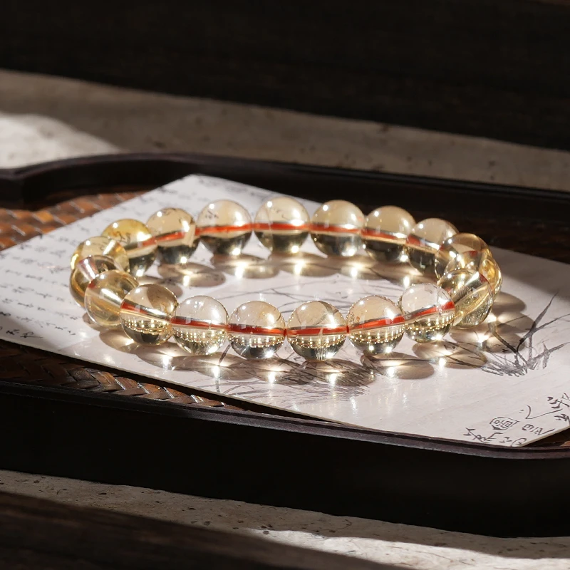 天然黄水晶手串女款约10m串珠手链时尚百搭手饰品XL2627