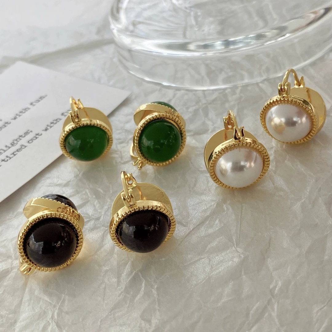 合金仿珍珠耳饰 铜镀真金欧美复古耳环女中古风时尚气质百搭耳扣