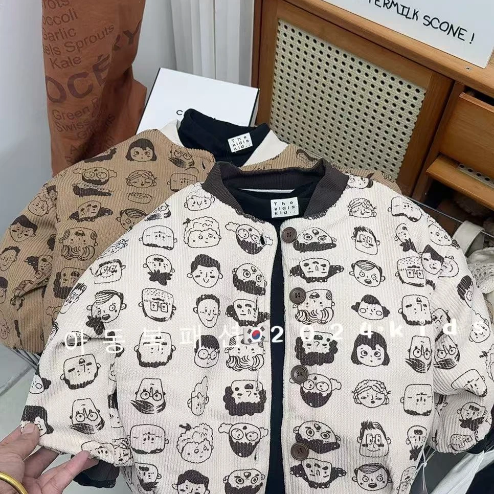 复古森系满印小人夹棉外套校服神器【直播】