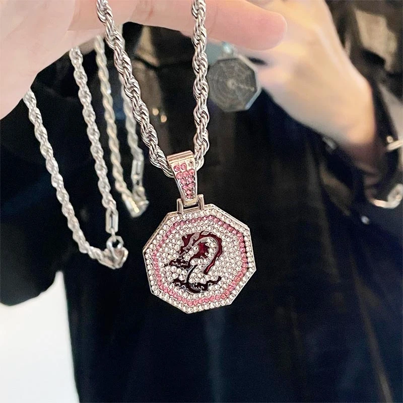 合金吊坠 十二生肖满钻吊坠男生项链女小众设计感街头嘻哈风配饰