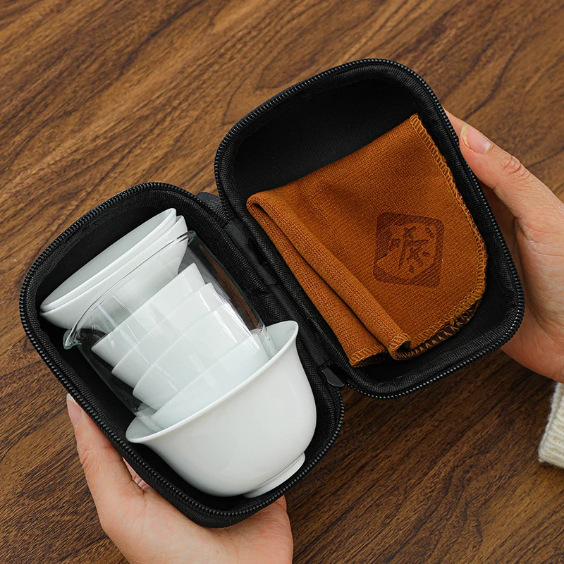 语诗阁旅行茶具套装便携式陶瓷实用户外随身嵌入式一体收纳泡茶器