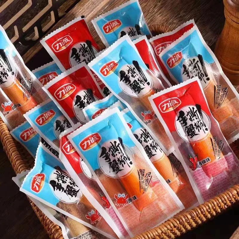 力诚手撕蟹柳大支散装香辣烧烤原味蟹肉棒即食海鲜休闲小零食批发