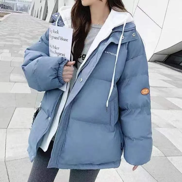 2023新款羽绒服羽绒服女冬季新款宽松学生袄短款加厚时尚连帽假两