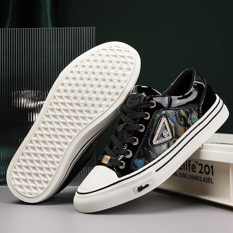 酷奇开春专柜潮流轻奢高端时尚男鞋手工百搭透气男士低帮休闲板鞋