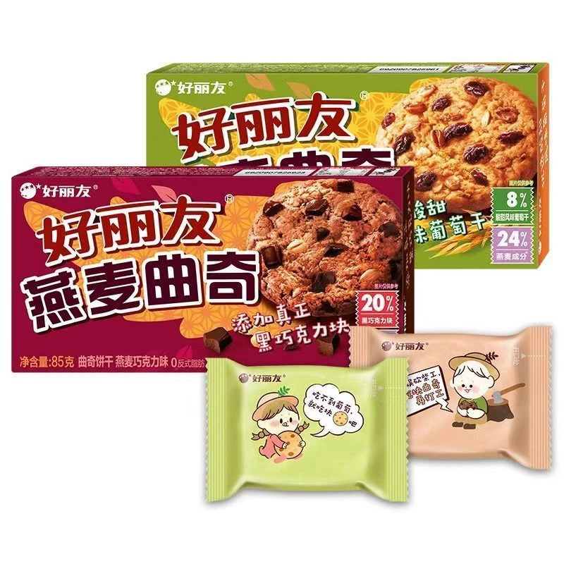 好丽友 燕麦曲奇85g 巧克力 提子味