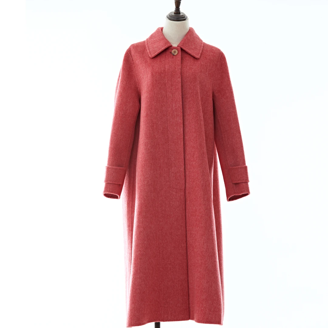 100%小羊羔毛玛瑙红801一粒扣女士大衣