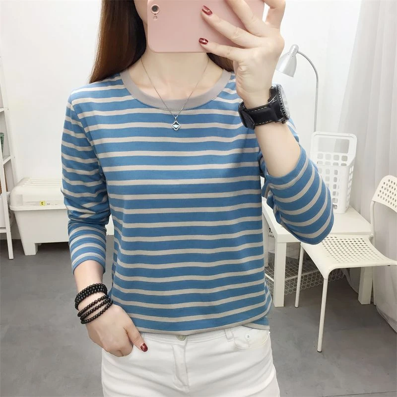 棉质长袖T恤女 2025春秋装新款大码休闲上衣中老年妈妈洋气打底衫