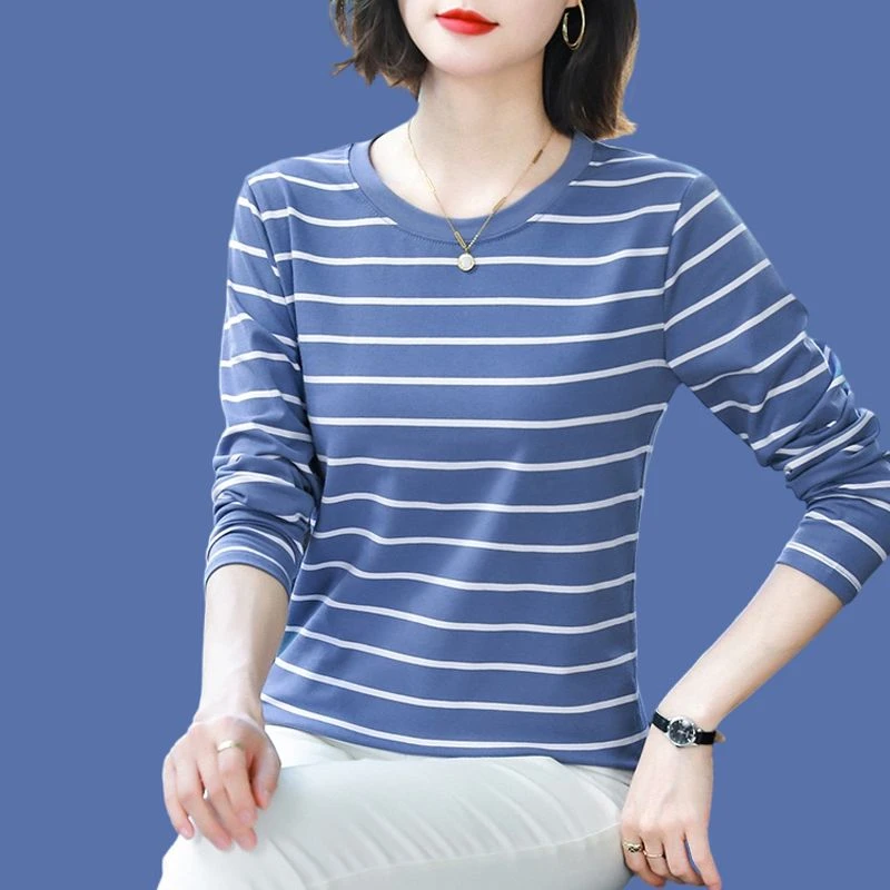 秋季大码打底衫宽松长袖T恤女春秋装新款中年妈妈洋气外穿上衣女