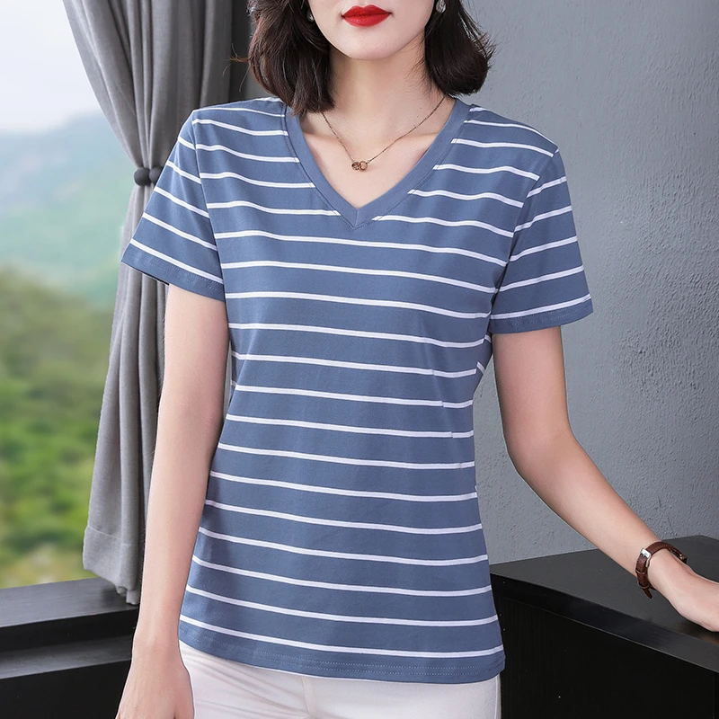 中年妈妈大码棉质短袖T恤女夏季时尚宽松显瘦中老年人妈妈装夏装