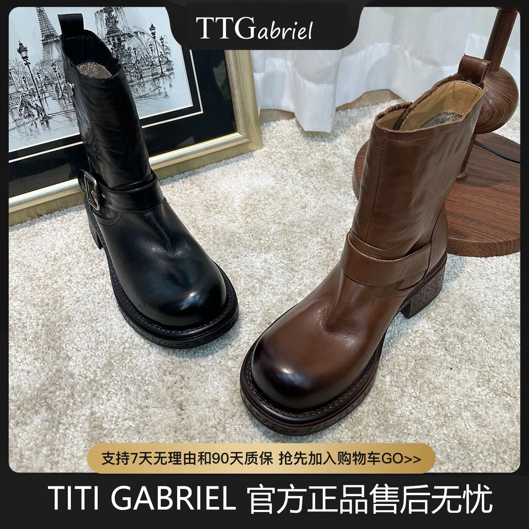 24年新款英伦风牛皮短靴百搭气质款短靴9955R