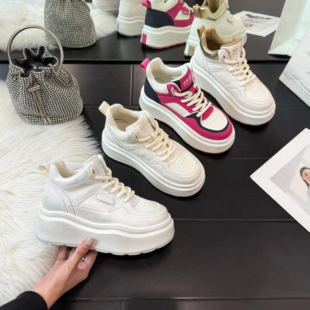 千之恋【保暖搭子】现货增高6CM2025冬季高帮百搭厚底气质女鞋5268