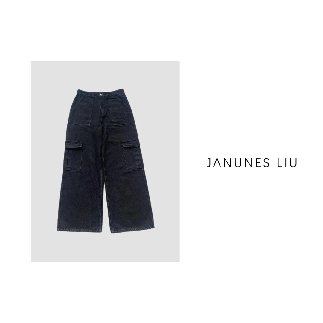 [Janunes Liu]美式洗水口袋工装直筒裤K1001