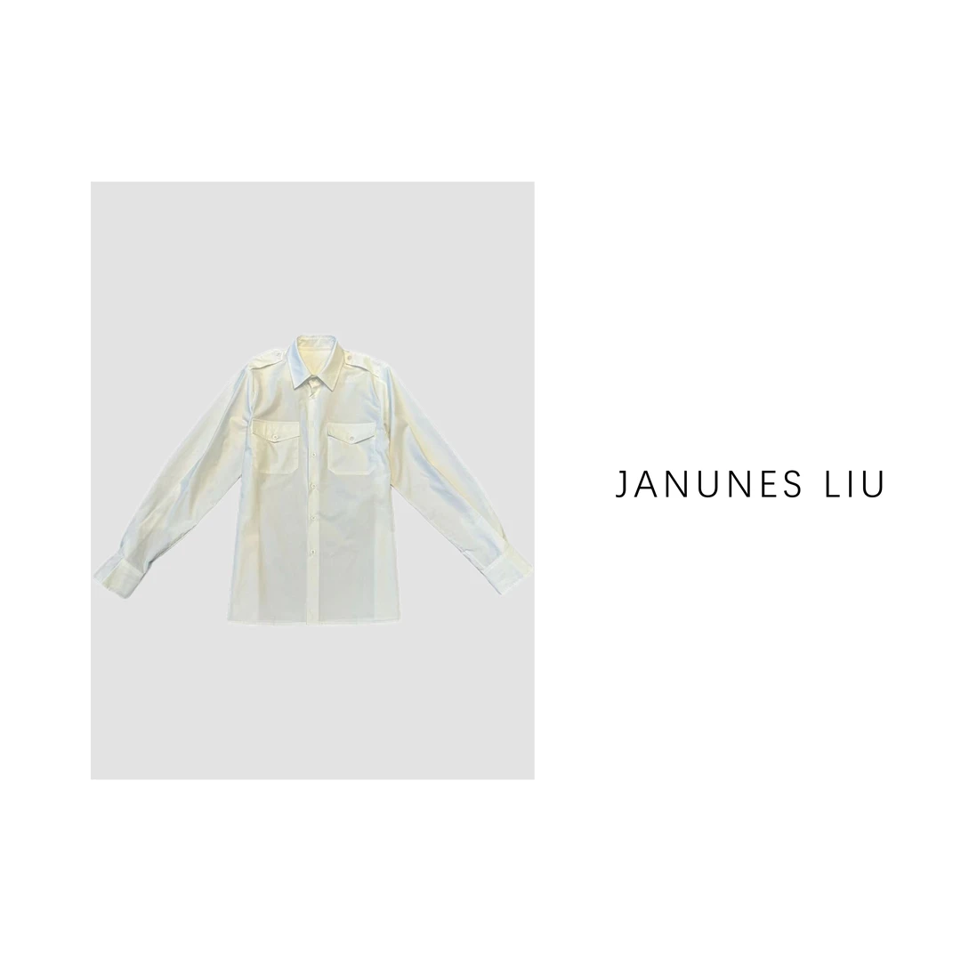 [Janunes Liu]100棉设计款小三角衬衫CS1089