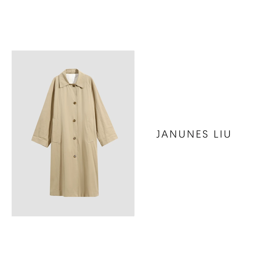 [Janunes Liu]法式进口经典100棉简约大气百搭风衣RFY38147