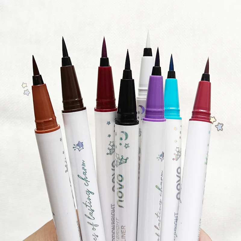 极细彩色NOVO眼线液笔舞台妆白色眼妆彩绘化妆款不易晕染初学者