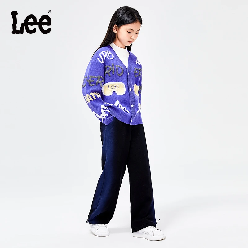 Lee儿童毛衣针织衫长袖V领新款开衫宽松慵懒外穿LK22FWBT2013
