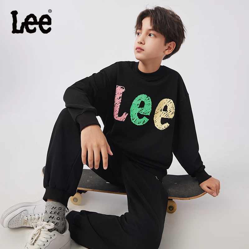 Lee儿童卫衣男女童春秋长袖宽松圆领印花彩色LOGO款时尚气质百搭