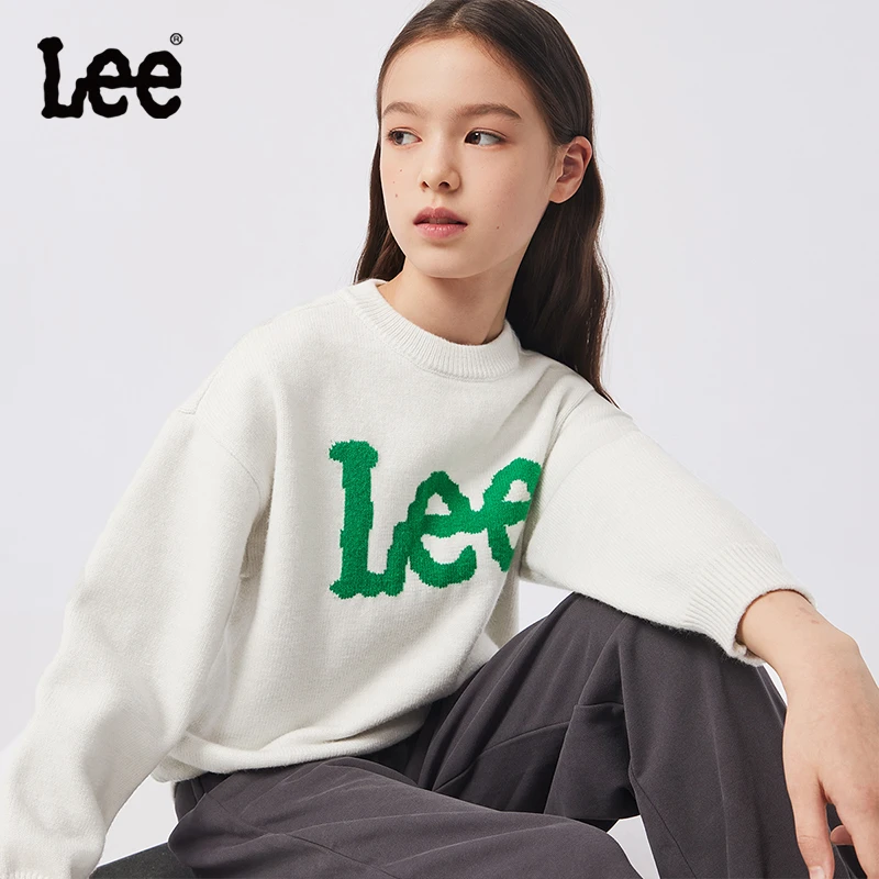 Lee松弛感时尚毛衣儿童圆领毛衫女童针织衫内搭宽松衫秋冬长袖