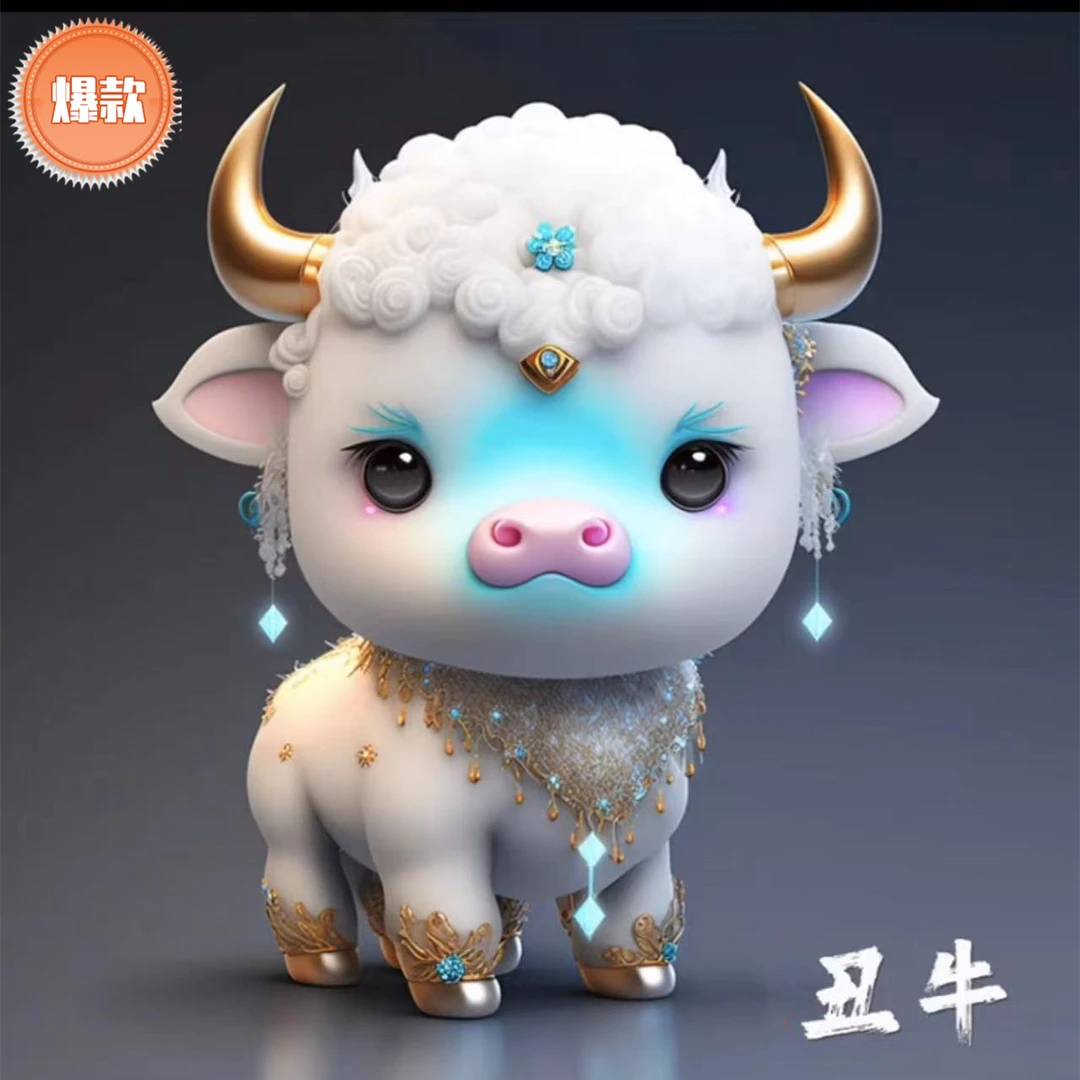 十二生肖小水牛礼物亚克力平面轻奢龙年吉祥物钥匙收纳挂件上档次