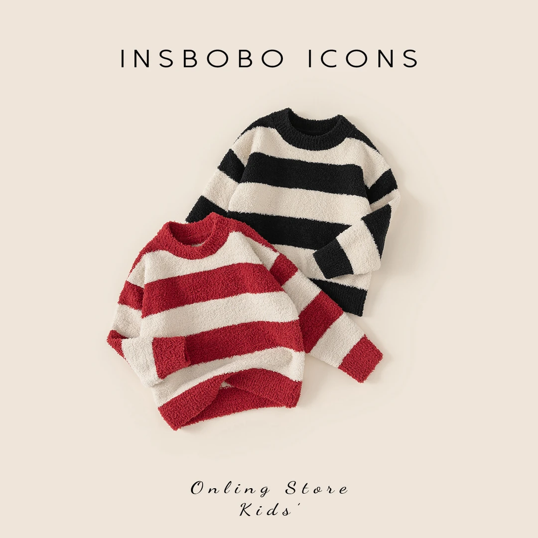 DY84056【冬】儿童上衣（简约圆领条纹毛衣）