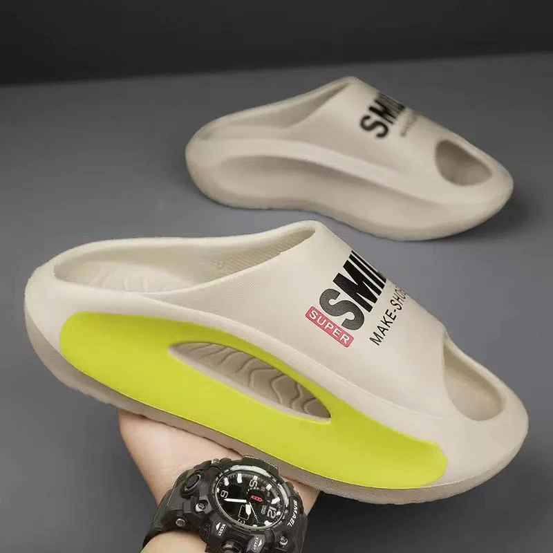 新款男士厚底外穿旅行拖鞋防滑防臭情侣家居踩屎感拖鞋现货批发