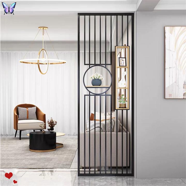 轻奢风客厅遮挡入户门玄关简约现代双面格栅北欧轻奢座屏支持定制