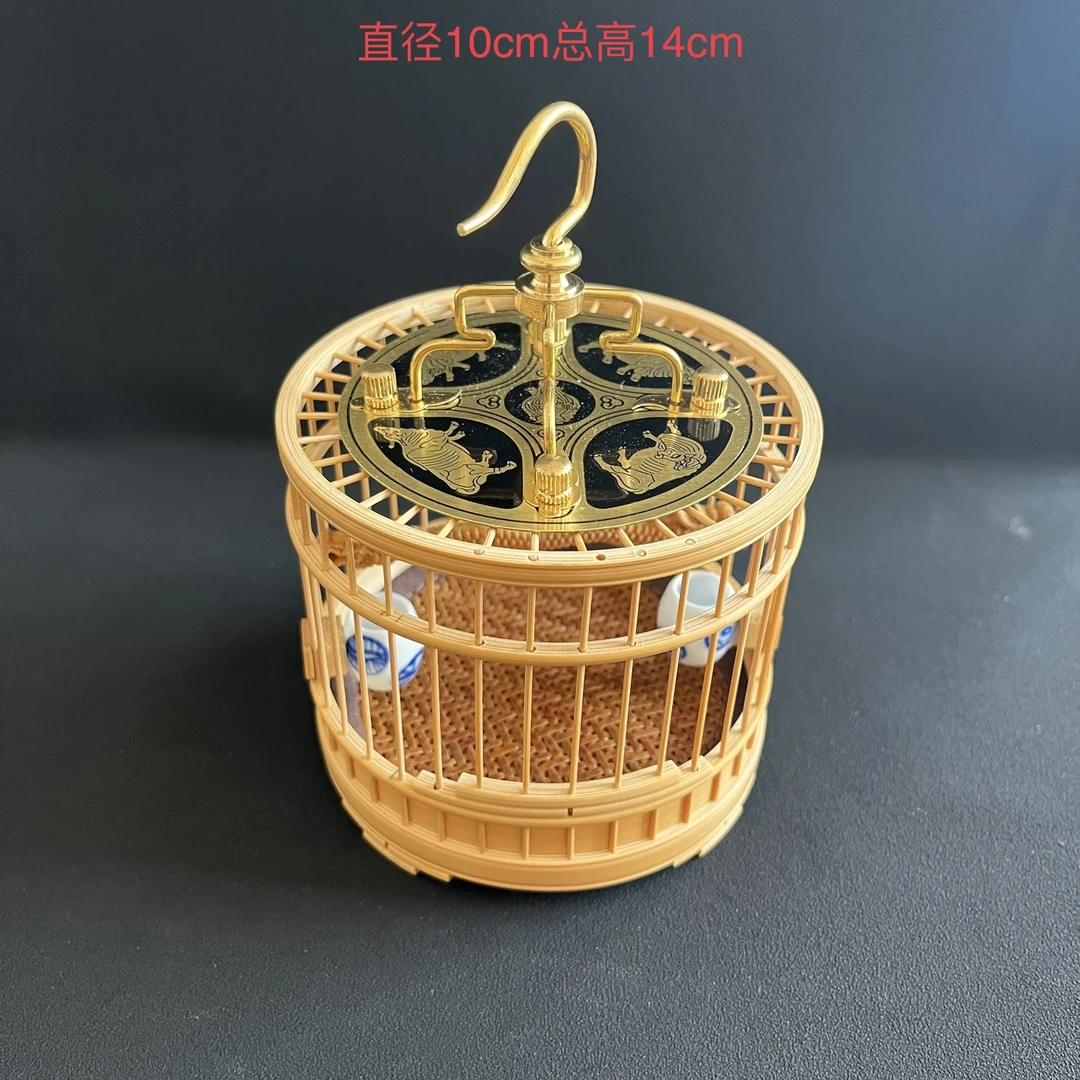 玉竹梅妃竹圆形平顶带食罐蝈蝈笼