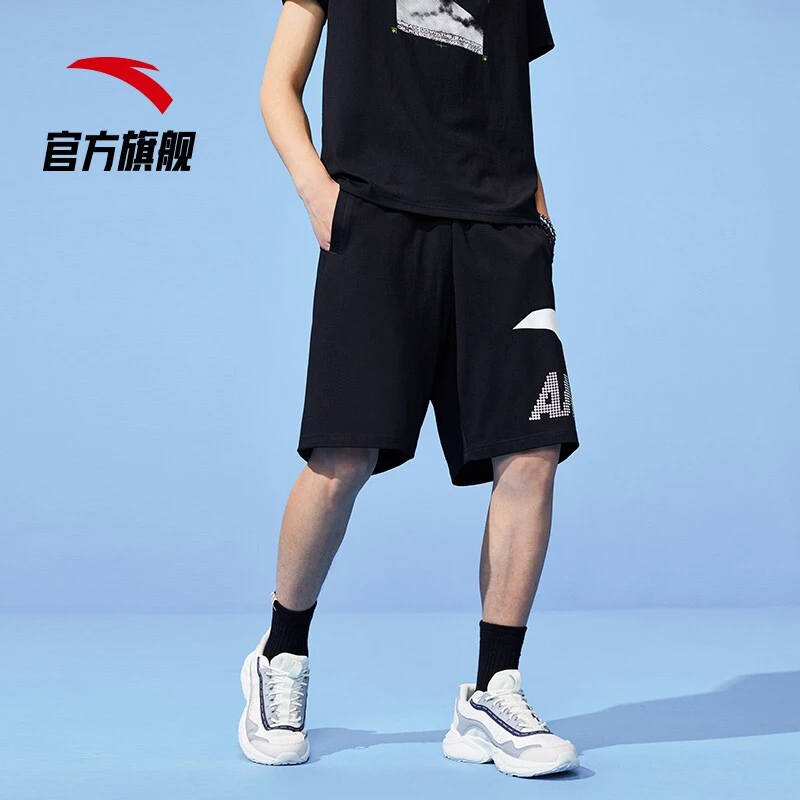 安踏速干短裤男夏季五分裤官方旗舰针织黑色轻薄潮流学生运动裤子