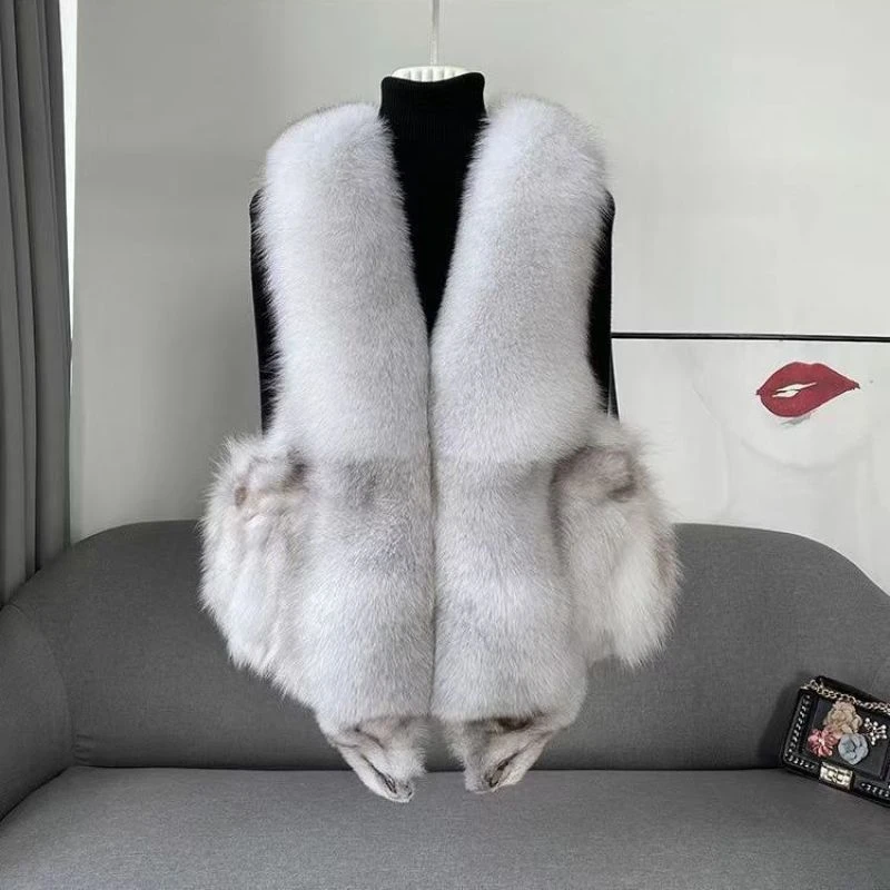 狐狸毛马甲女2024秋冬洋气皮草时尚百搭皮草外套背心皮毛一体马夹