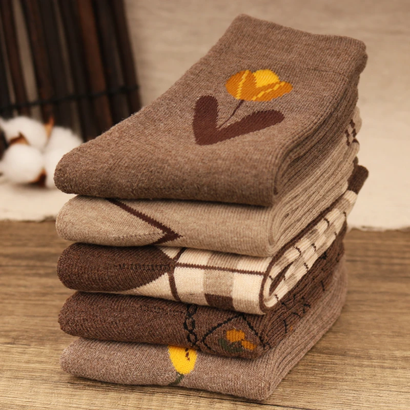 学生秋冬季中筒冬天妈妈袜子女款中年女式毛巾袜加厚中老年保暖袜