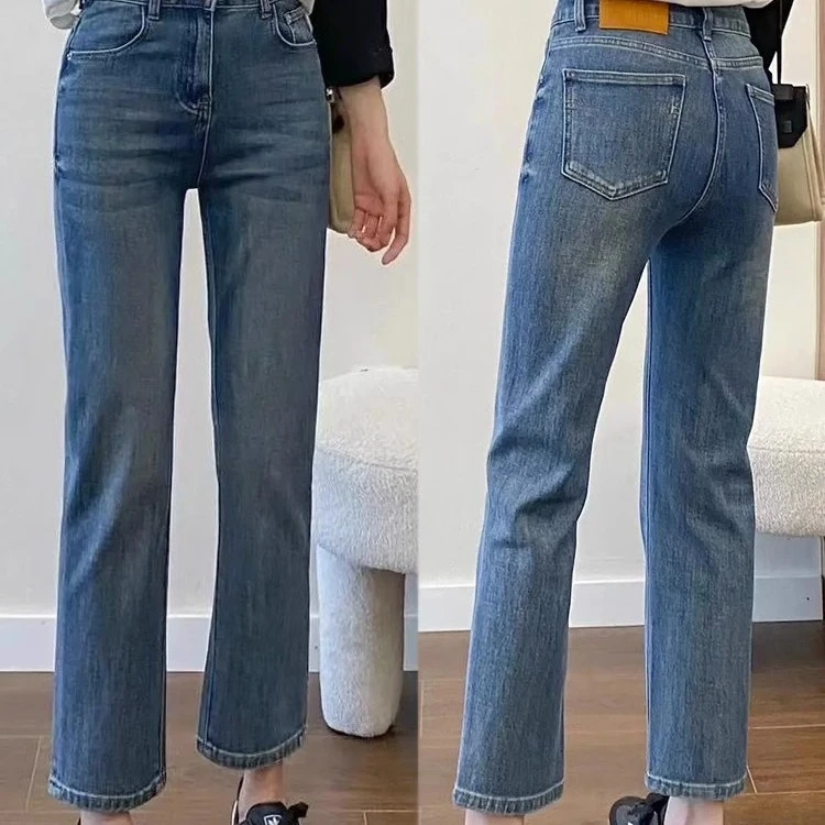 2025年秋季直筒女大码休闲遮胯烟管裤高腰显瘦梨型身材九分法棍裤