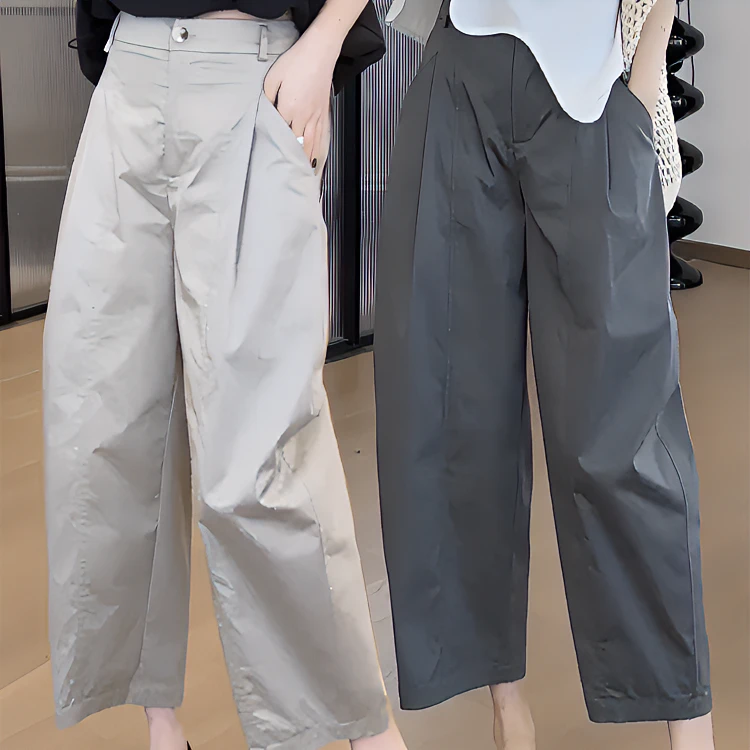 2025夏季新款休闲裤女薄款阔腿裤显瘦萝卜裤大码直筒裤八分弯刀裤