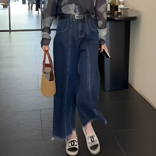 春夏九分直筒牛仔裤女款爆款2025新款微胖梨形身材腿粗显瘦阔腿裤