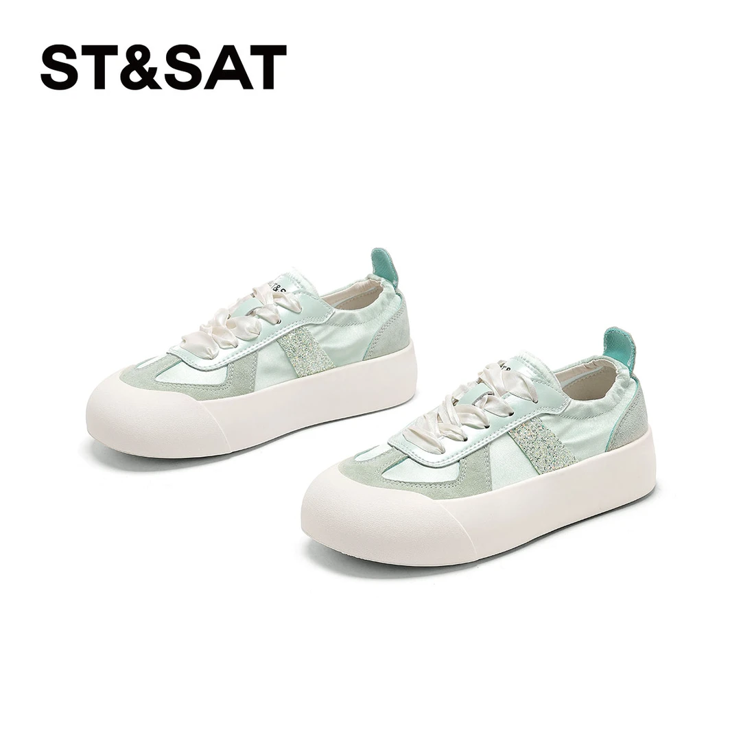 星期六新中式德训鞋女2025秋季新款女鞋休闲板鞋透气女款小白鞋